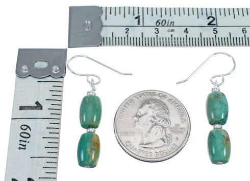 Native American Turquoise Sterling Silver Bead Hook Dangle Earrings JX124531
